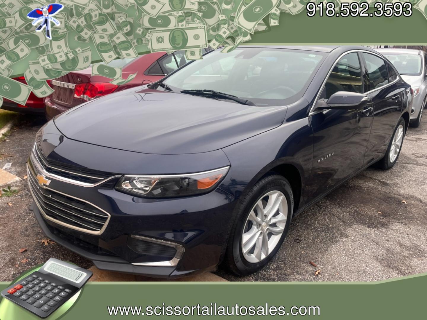 2018 BLUE CHEVROLET MALIBU LT (2FL) LT (1G1ZD5ST8JF) with an 1.5L L4 DOHC 16V engine, 6A transmission, located at 8101 E. Skelly Dr., Tulsa, OK, 74129, (918) 592-3593, 36.121891, -95.888802 - Photo#0